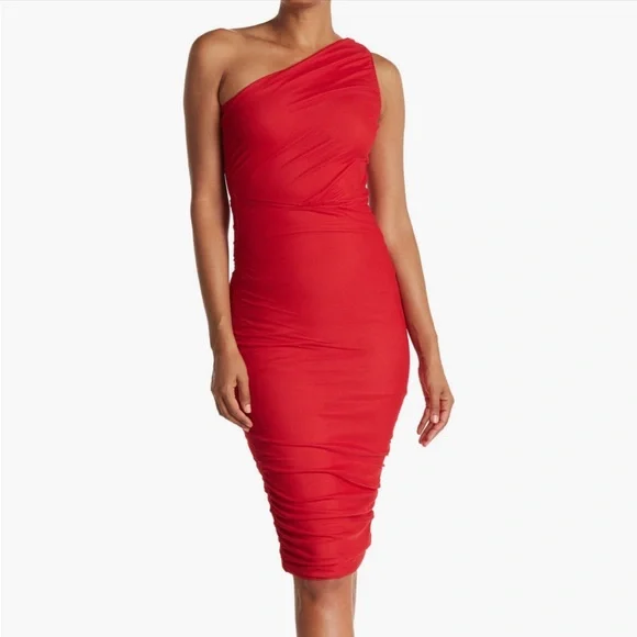 open lace back dress Ella Red Off Shoulder Formal Dress - US 0 main image 1